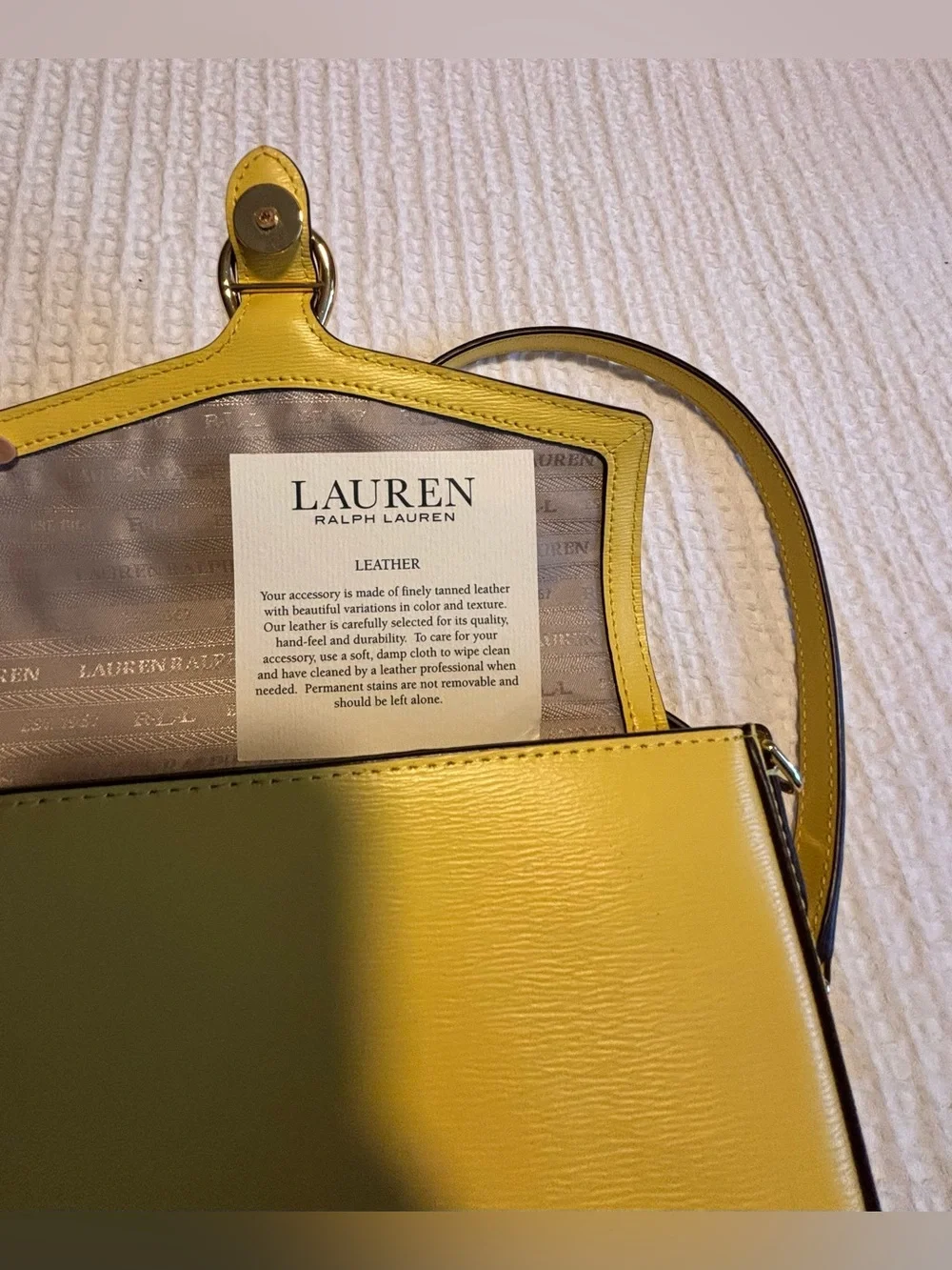 Lauren Ralph Lauren Yellow Leather Crossbody Bag New with Tags